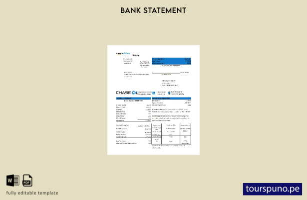 listo para imprimir plantilla de word   extracto de tarjeta de crédito de Chase 